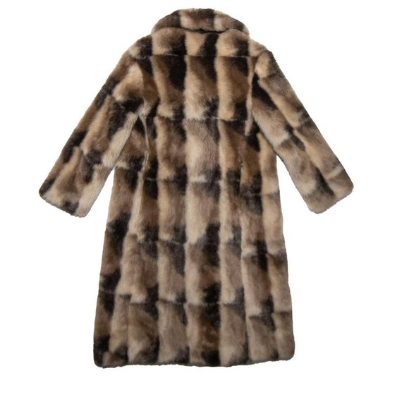 Vintage 70’s Style Afghan Penny Lane Large Long Faux Fur Beige Patchwork Jacket - Picture 2 of 3